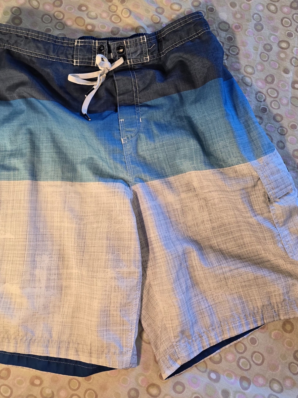 Speedo Blue and Cream Striped Board Shorts